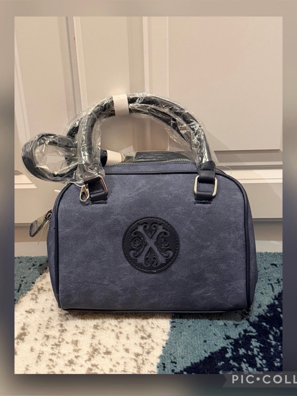 CXL by Christian Lacroix Jasper PU Denim Satchel Indigo Blue NWT